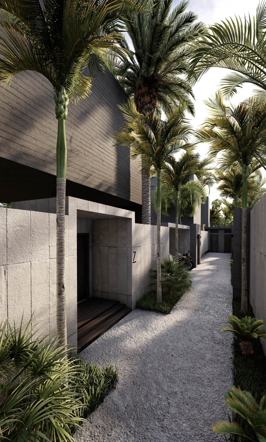 exposed concrete villa construction bali